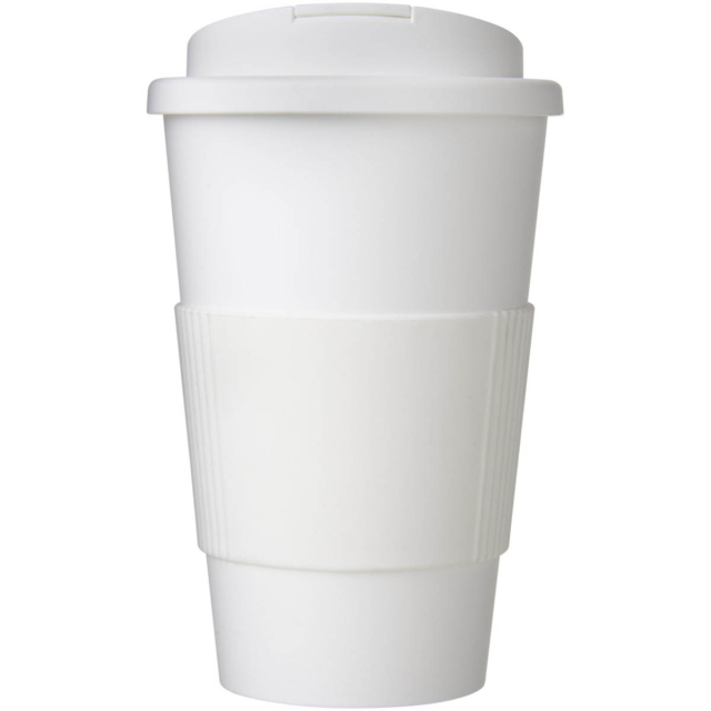 Americano® 350 ml Isolierbecher mit Schutzring & auslaufsicherem Schraubverschluss - weiss - Vorderseite