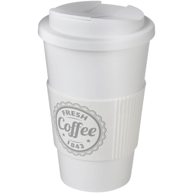 Americano® 350 ml Isolierbecher mit Schutzring & auslaufsicherem Schraubverschluss - weiss - Logo 1