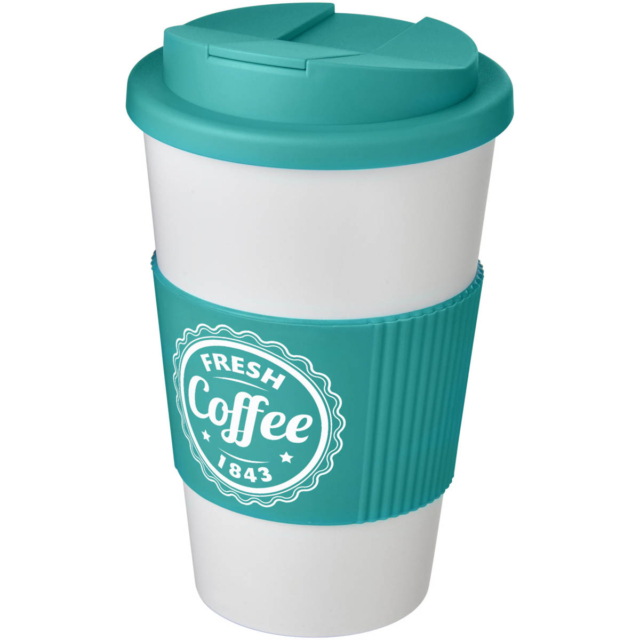 Americano® 350 ml Isolierbecher mit Schutzring & auslaufsicherem Schraubverschluss - weiss - Logo 1