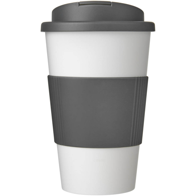 Americano® 350 ml Isolierbecher mit Schutzring & auslaufsicherem Schraubverschluss - weiss - Vorderseite