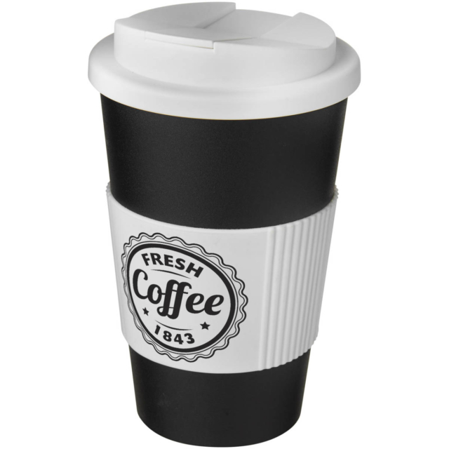 Americano® 350 ml Isolierbecher mit Schutzring & auslaufsicherem Schraubverschluss - schwarz - Logo 1