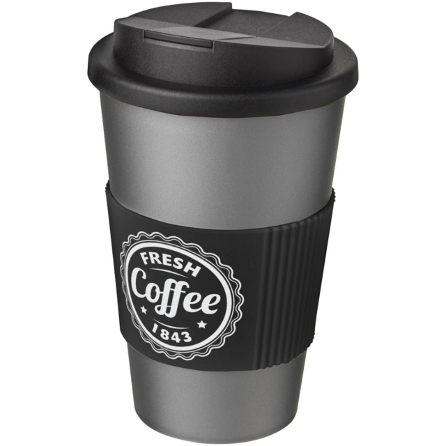 Americano® 350 ml Isolierbecher mit Schutzring & auslaufsicherem Schraubverschluss - silber - Logo 1