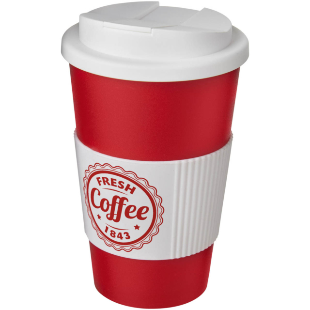 Americano® 350 ml Isolierbecher mit Schutzring & auslaufsicherem Schraubverschluss - rot - Logo 1