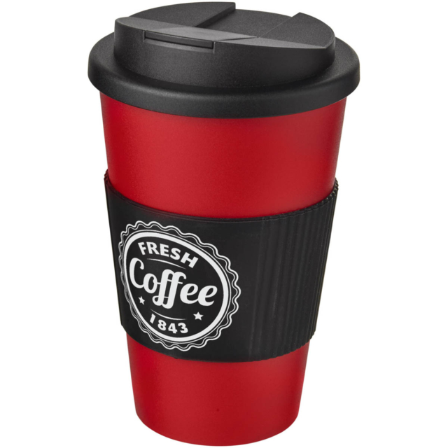 Americano® 350 ml Isolierbecher mit Schutzring & auslaufsicherem Schraubverschluss - rot - Logo 1