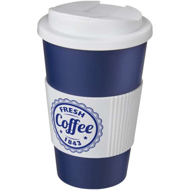 Americano® 350 ml Isolierbecher mit Schutzring & auslaufsicherem Schraubverschluss - blau - Logo 1