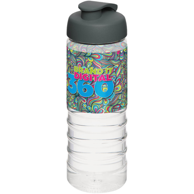 H2O Active® Treble 750 ml Sportflasche mit Klappdeckel - transparent - Logo 1