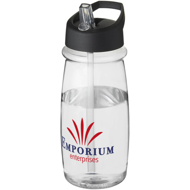 H2O Active® Pulse 600 ml Sportflasche mit Ausgussdeckel - transparent - Logo 1