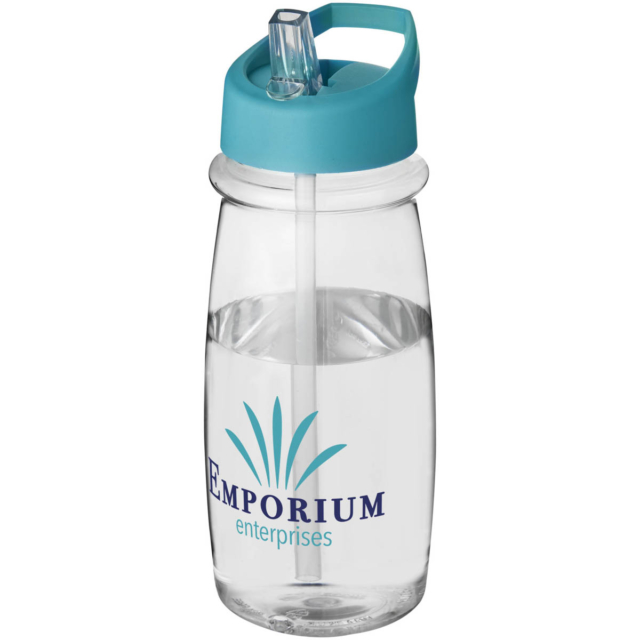 H2O Active® Pulse 600 ml Sportflasche mit Ausgussdeckel - transparent - Logo 1