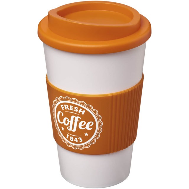 Americano® 350 ml Isolierbecher mit Schutzring - orange - Logo 1