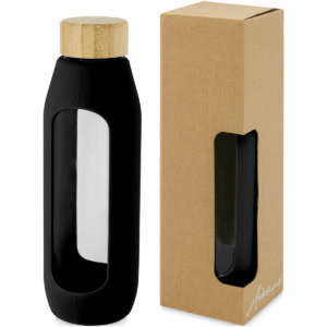 Tidan 600 ml Flasche aus Borosilikatglas mit Silikongriff – schwarz