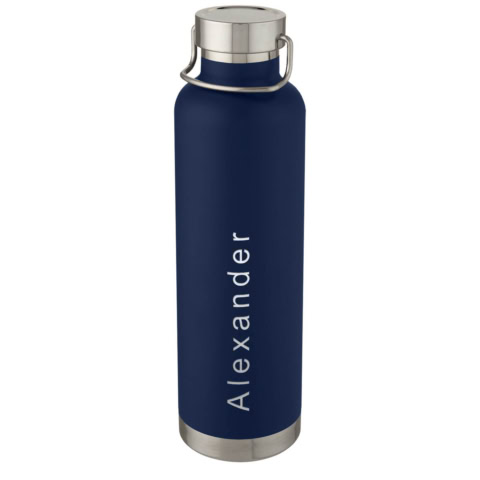 Thor 1 l Kupfer-Vakuum Isoliersportflasche - dunkelblau - Logo 2