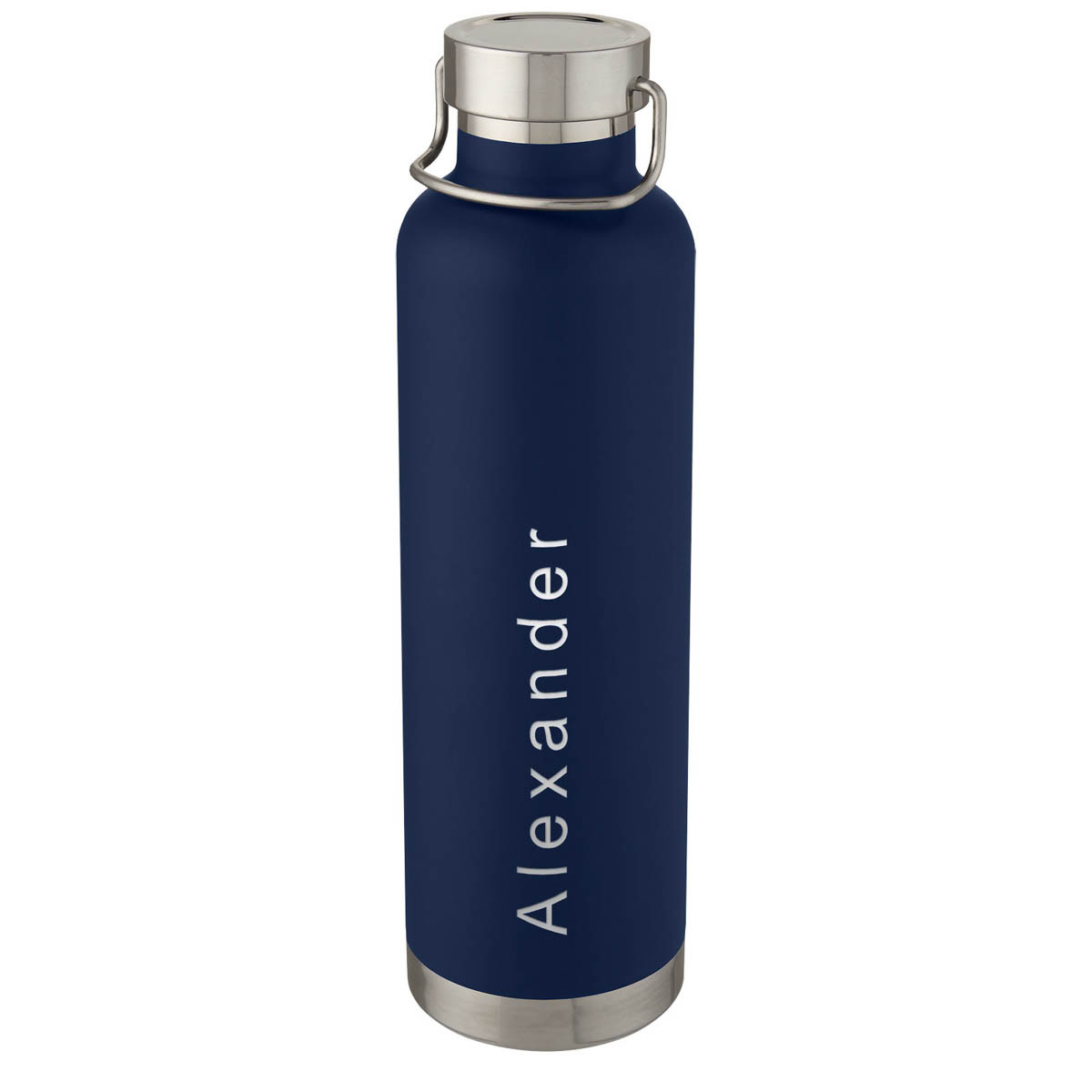 Thor 1 l Kupfer-Vakuum Isoliersportflasche - dunkelblau - Logo 2