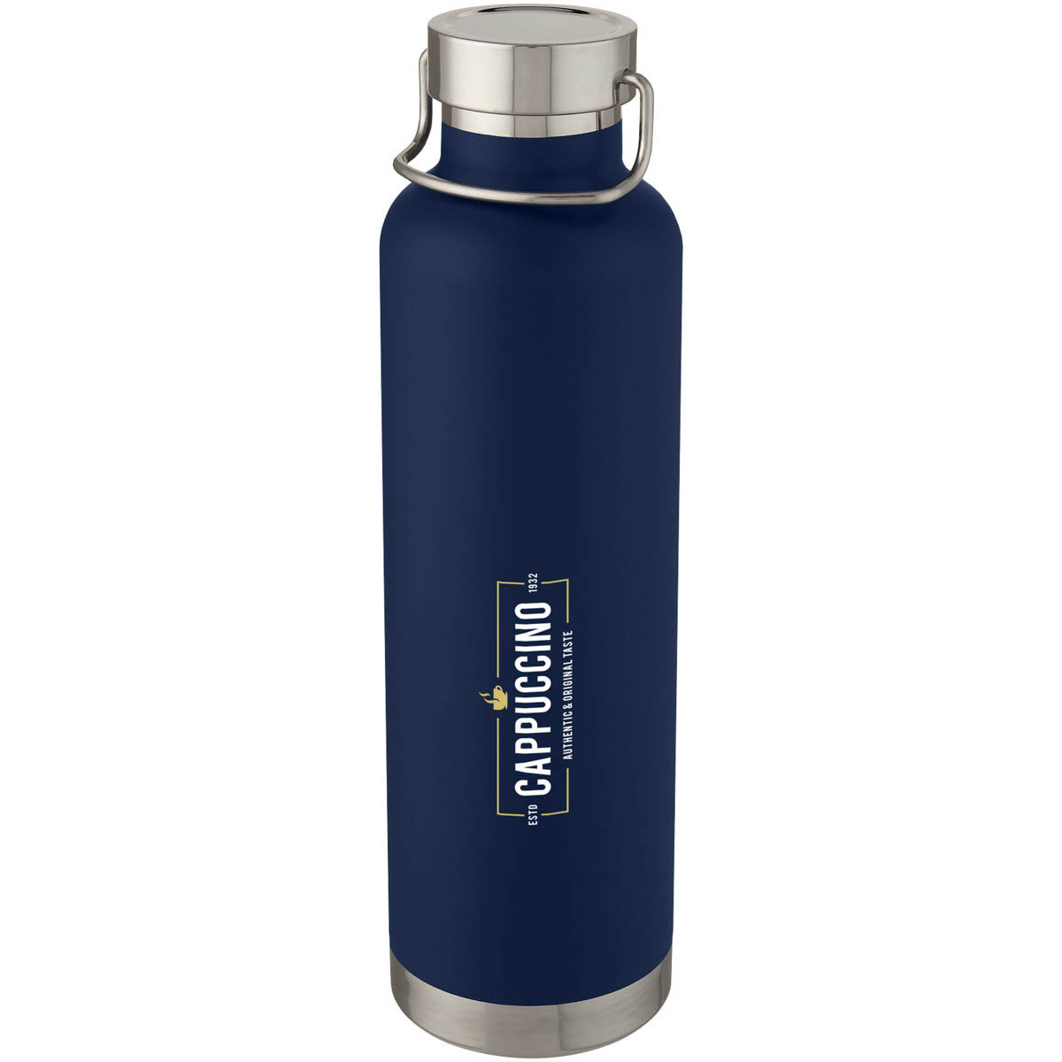 Thor 1 l Kupfer-Vakuum Isoliersportflasche - dunkelblau - Logo 1