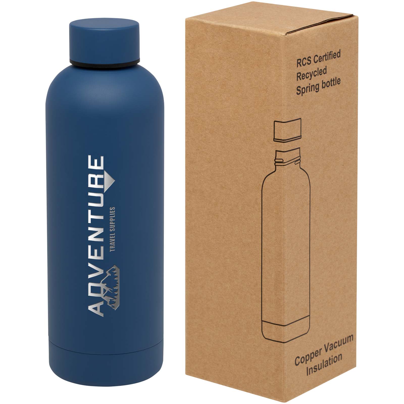 Spring 500 ml RCS-zertifizierte Kupfer-Vakuum Isolierflasche aus recyceltem Edelstahl - Ozeanblau - Logo 1