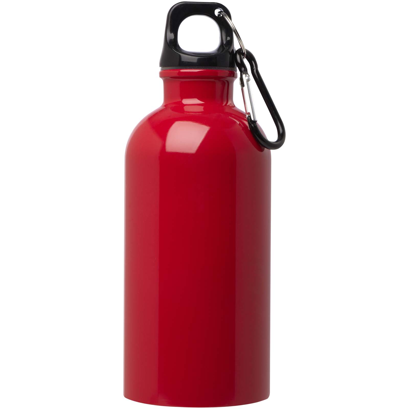 einwandige Trinkflasche aus Edelstahl mit Karabinerhaken - rot - Logo 2