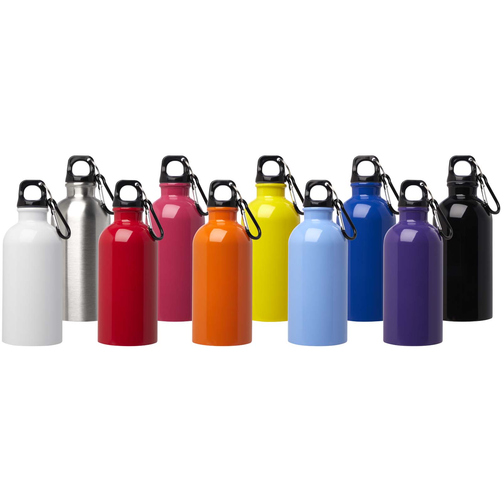 einwandige Trinkflasche aus Edelstahl mit Karabinerhaken - rot - Rückseite