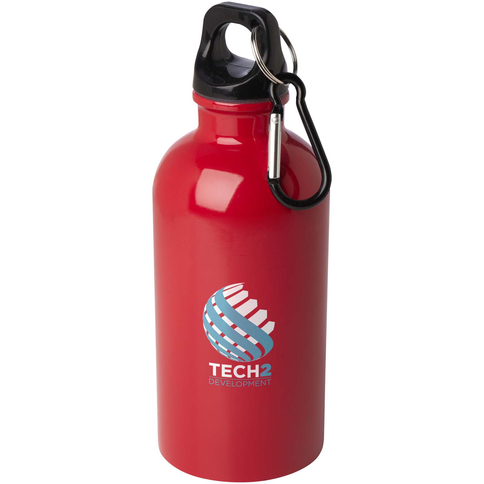 einwandige Trinkflasche aus Edelstahl mit Karabinerhaken - rot - Hauptfoto