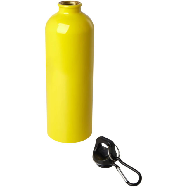 einwandige Trinkflasche aus Edelstahl mit Karabinerhaken - gelb - Logo 3