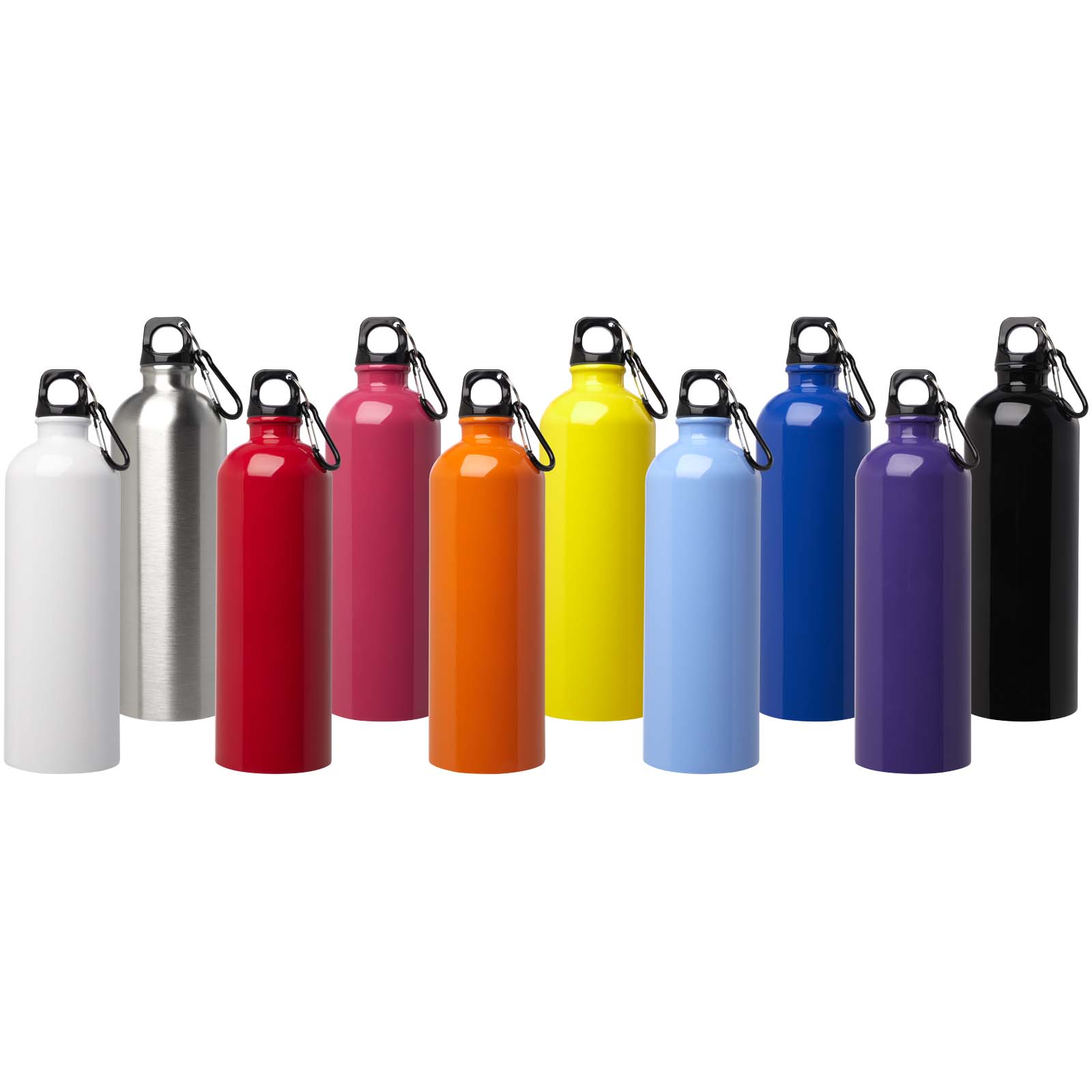 einwandige Trinkflasche aus Edelstahl mit Karabinerhaken - wolkenblau - Rückseite