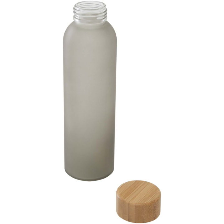 Lume 500 ml Flasche aus mattiertem Kalknatronglas mit Bambusdeckel - grau - Extra 1
