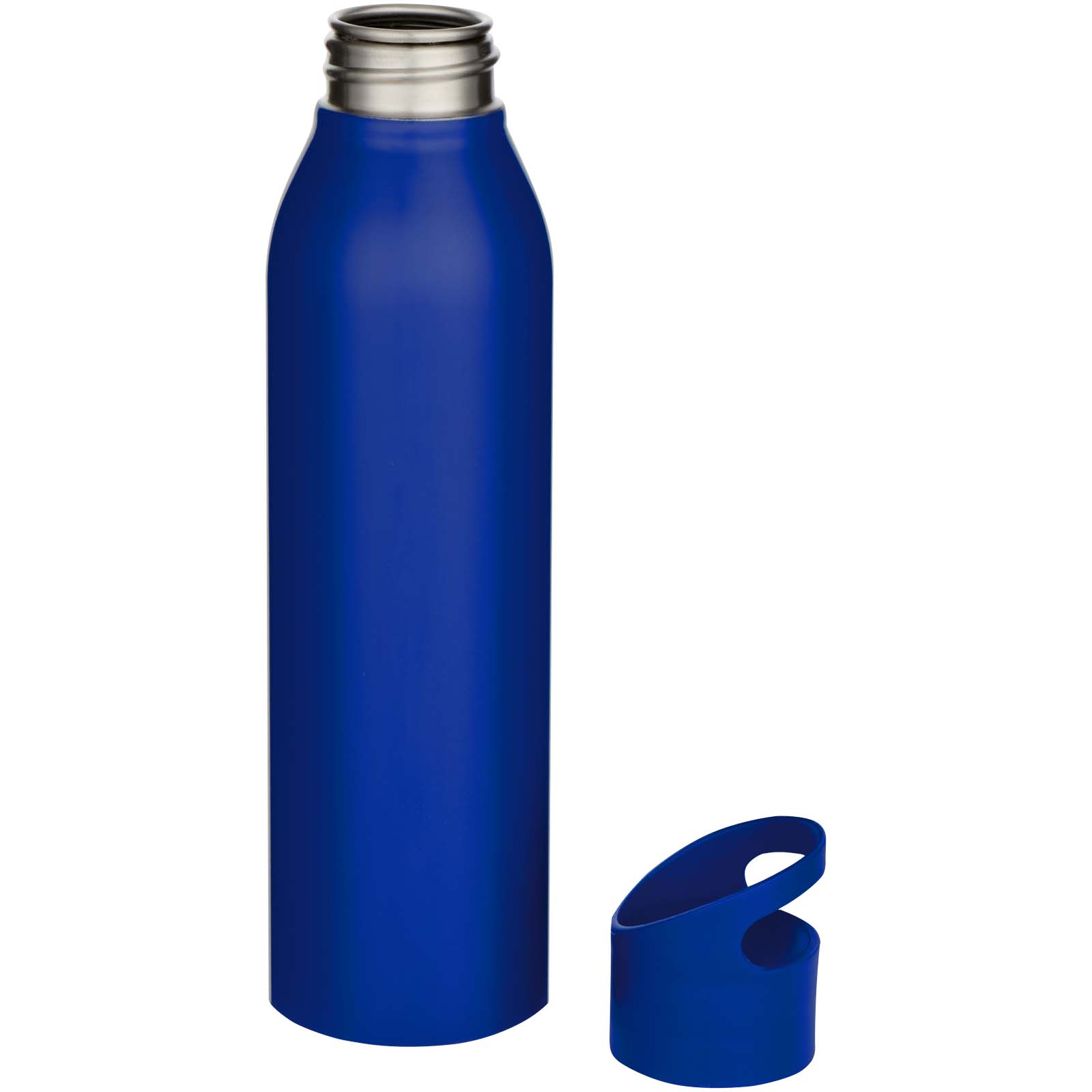 einwandige Trinkflasche aus recyceltem Edelstahl - blau - Logo 3