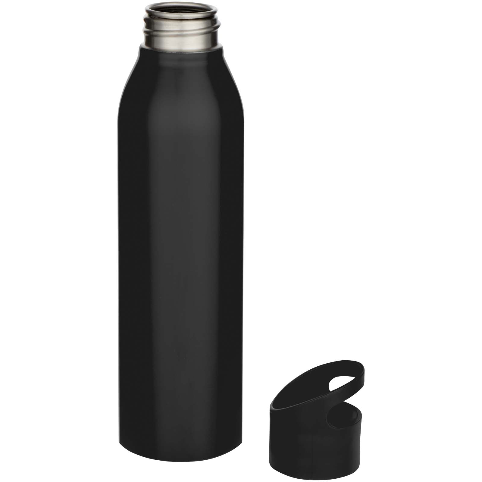 einwandige Trinkflasche aus recyceltem Edelstahl - schwarz - Logo 3