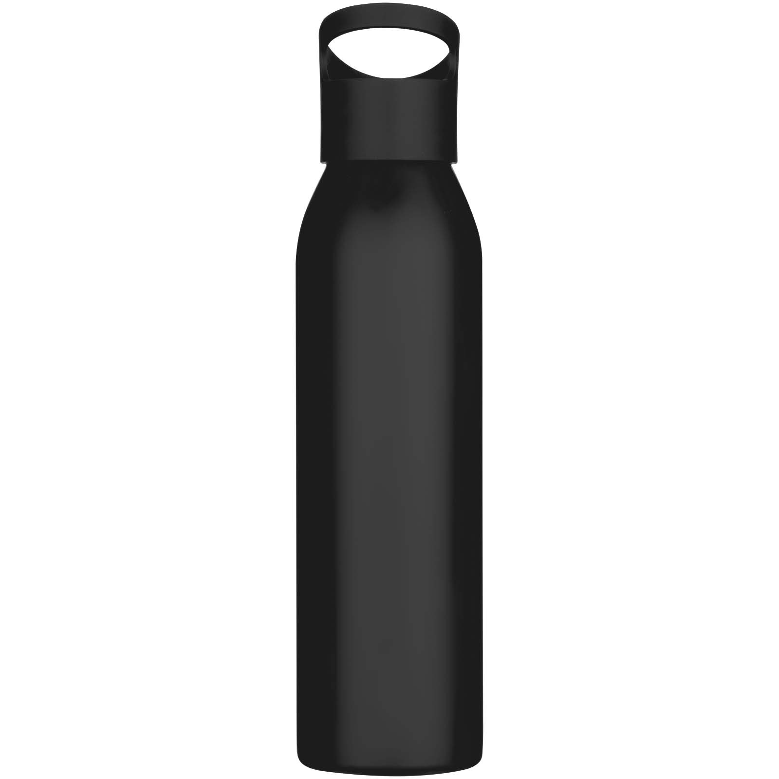 einwandige Trinkflasche aus recyceltem Edelstahl - schwarz - Logo 2