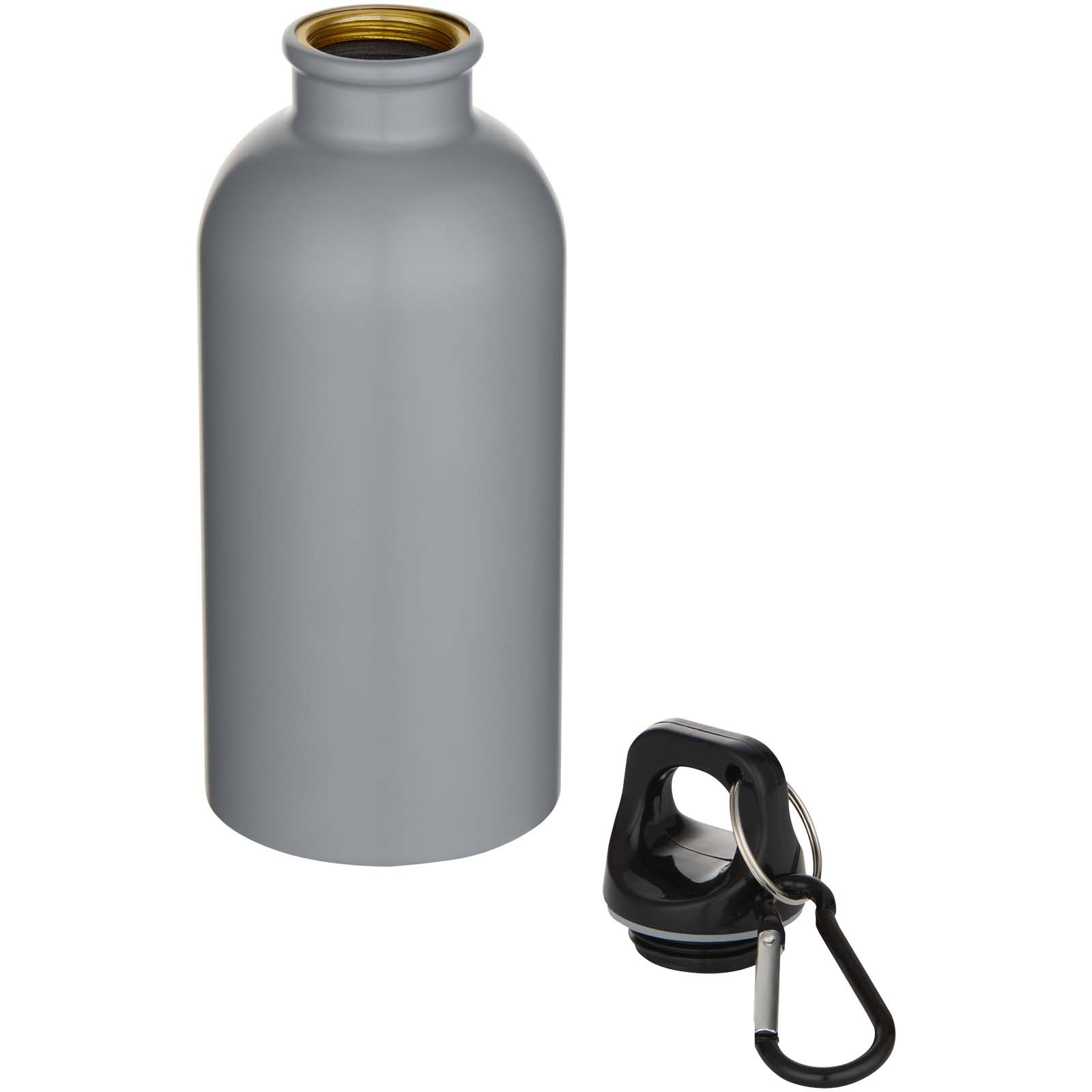Oregon 400 ml matte RCS-zertifizierte einwandige Trinkflasche aus recyceltem Edelstahl mit Karabinerhaken - grau - Extra 1