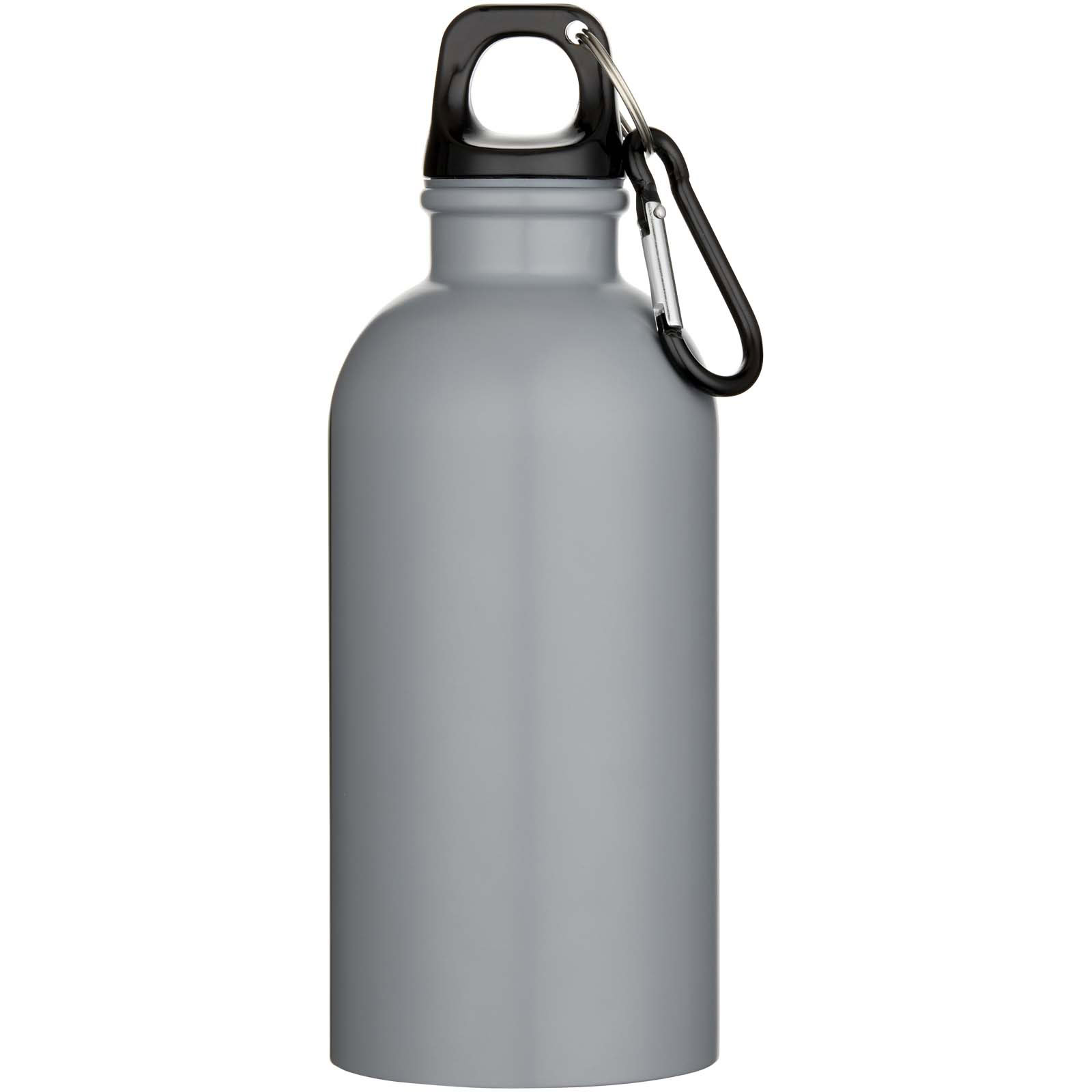 Oregon 400 ml matte RCS-zertifizierte einwandige Trinkflasche aus recyceltem Edelstahl mit Karabinerhaken - grau - Vorderseite