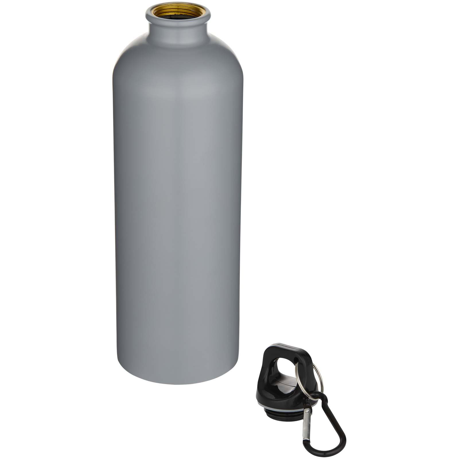 einwandige Trinkflasche aus recyceltem Edelstahl mit Karabinerhaken - grau - Logo 3