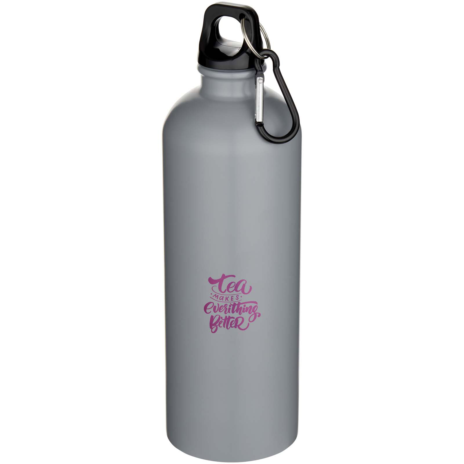 einwandige Trinkflasche aus recyceltem Edelstahl mit Karabinerhaken - grau - Hauptfoto