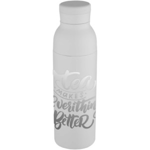 Illuminate 650 ml RCS doppelwandige Isolierflasche aus recyceltem Edelstahl - weiss - Logo 1