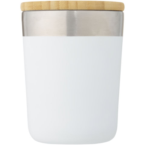 Lagan 330 ml Kupfer-Vakuum Isolierbecher mit Bambusdeckel - weiss - Vorderseite
