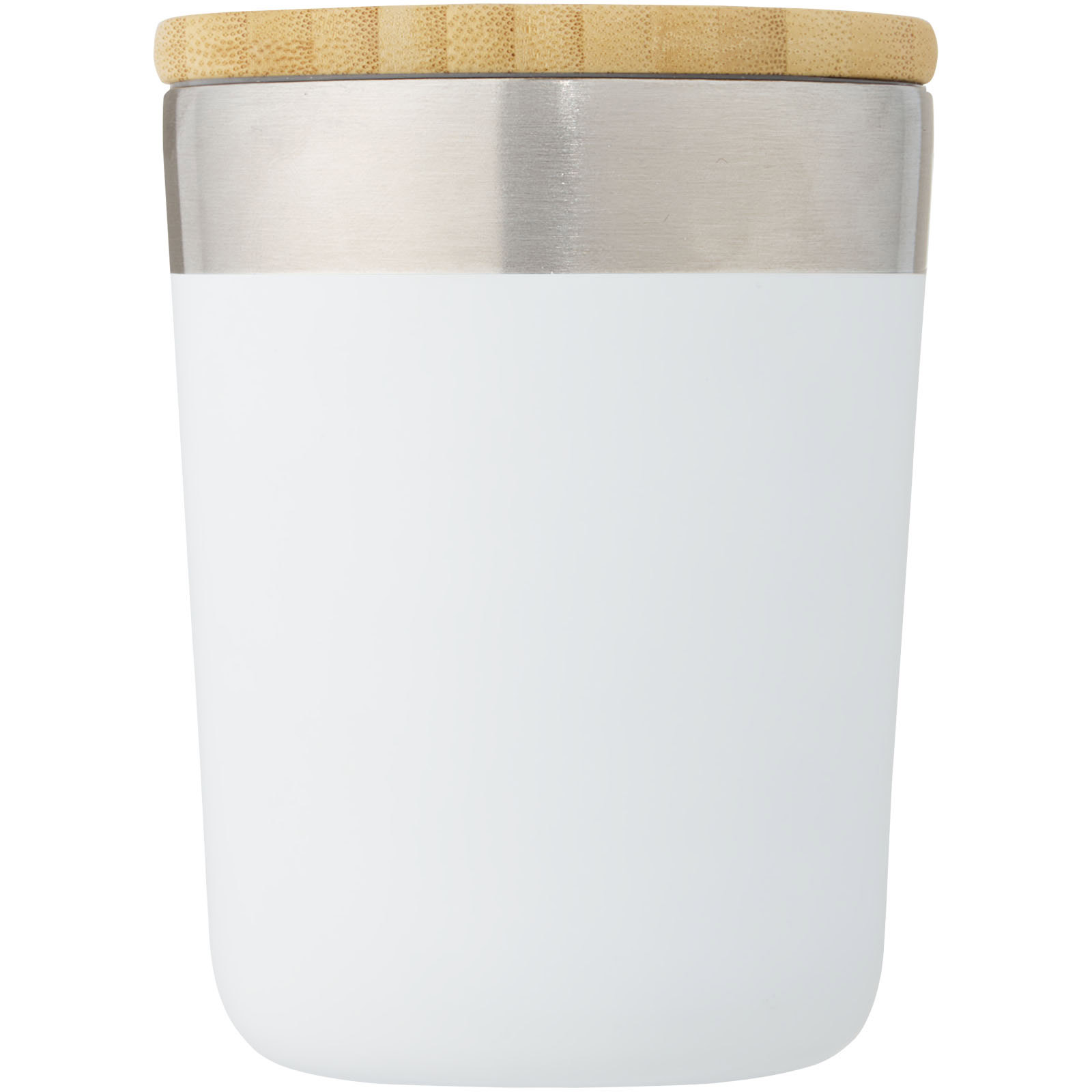 Lagan 330 ml Kupfer-Vakuum Isolierbecher mit Bambusdeckel - weiss - Vorderseite