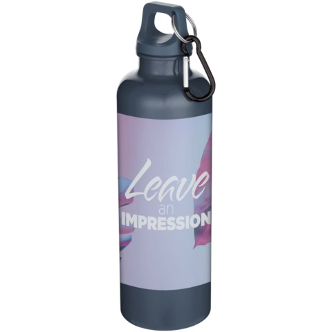 Oregon 750 ml einfarbige RS-zertifizierte Wasserflasche aus recyceltem Kunststoff mit Karabinerhaken - hale blau - Logo 1