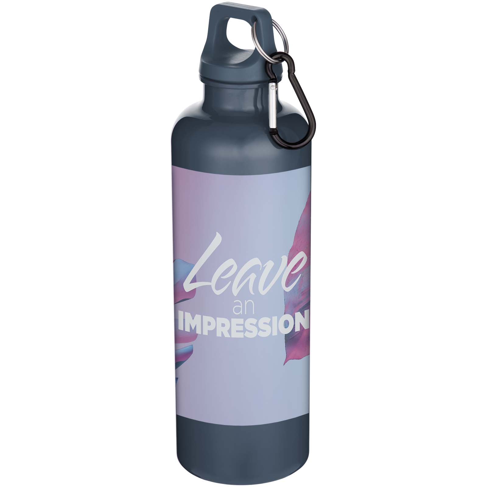 Oregon 750 ml einfarbige RS-zertifizierte Wasserflasche aus recyceltem Kunststoff mit Karabinerhaken - hale blau - Logo 1