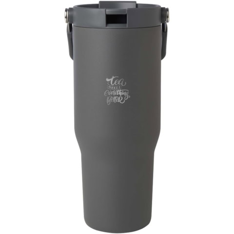Bronx 900 ml RCS-zertifizierter Kupfer-Vakuum Isolierbecher aus Edelstahl mit Doppelfunktionsdeckel - grau - Logo 1