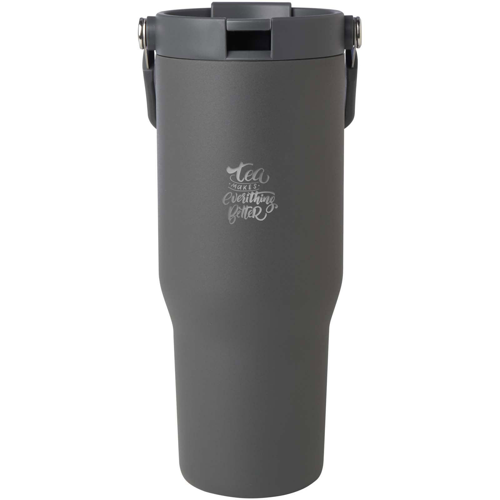 Bronx 900 ml RCS-zertifizierter Kupfer-Vakuum Isolierbecher aus Edelstahl mit Doppelfunktionsdeckel - grau - Logo 1