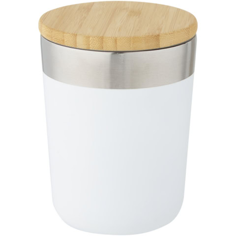 Lagan 330 ml Kupfer-Vakuum Isolierbecher mit Bambusdeckel - weiss - Extra 1