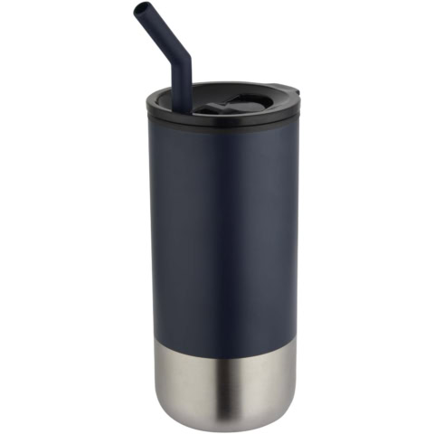 Grayson 480 ml RCS recycelter Isolierbecher mit Trinkhalm - navy - Hauptfoto
