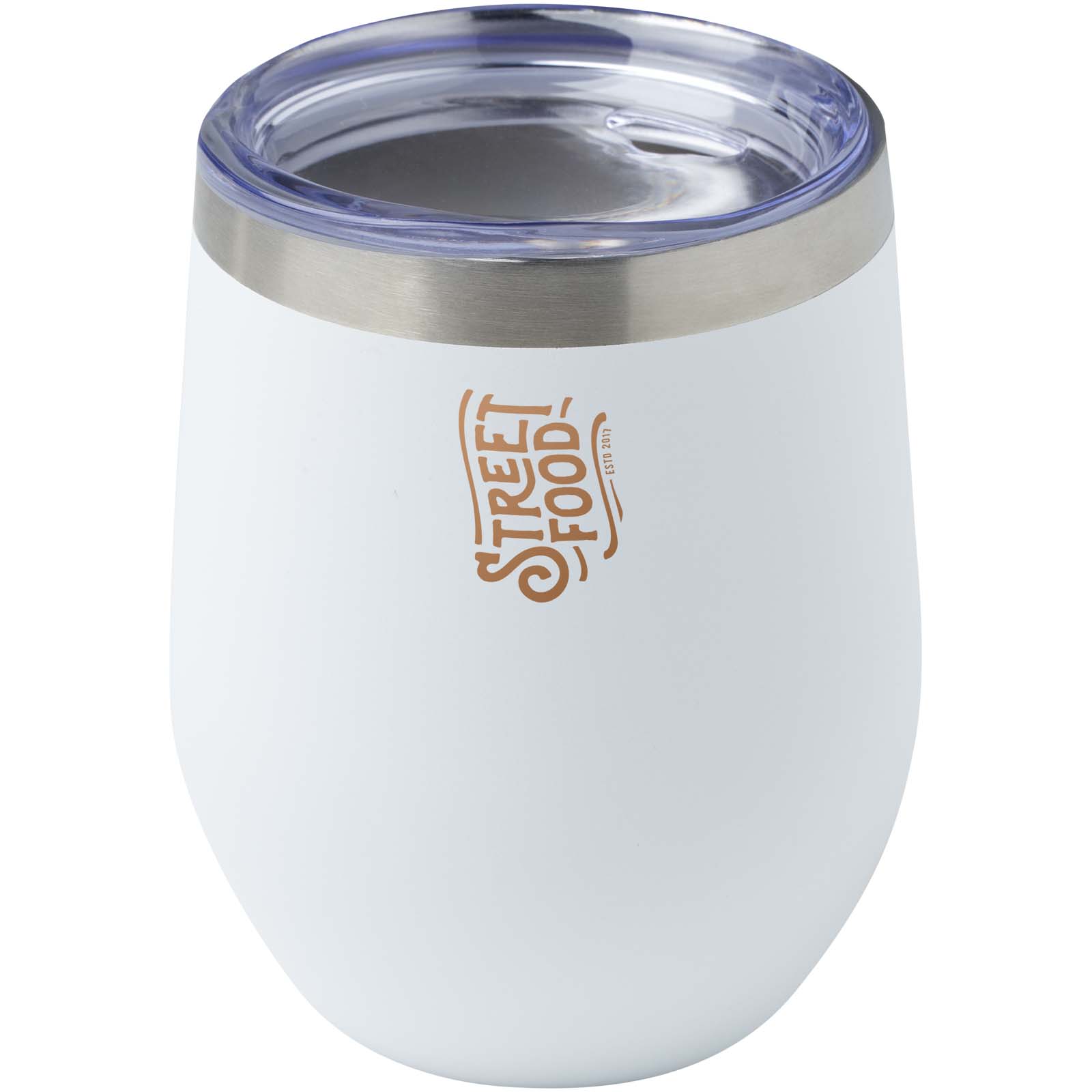 Corzo 350 ml RCS-zertifizierter Kupfer-Vakuum Isolierbecher aus recyceltem Edelstahl - weiss - Logo 1