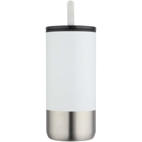 Grayson 480 ml RCS recycelter Isolierbecher mit Trinkhalm - weiss - Vorderseite