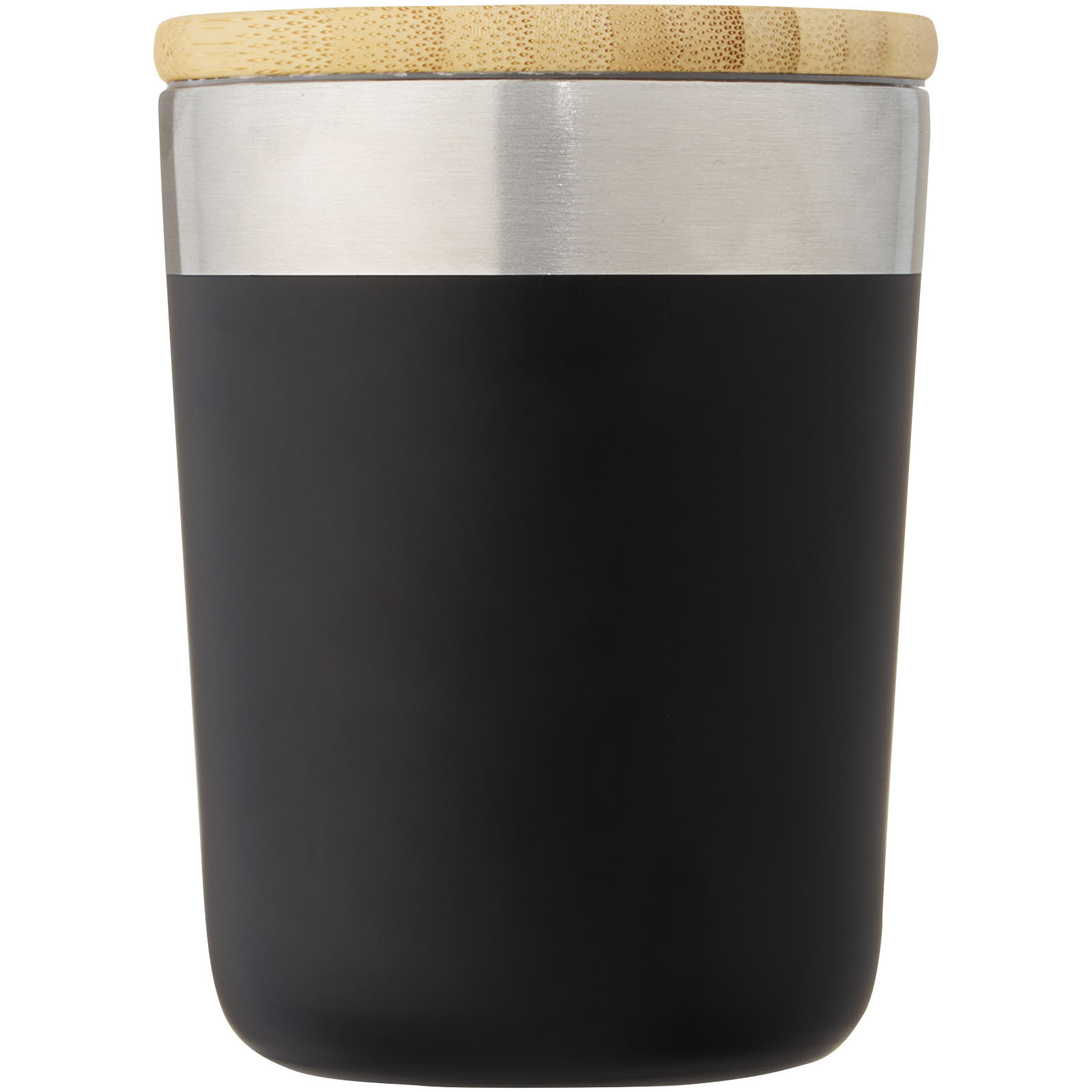 Lagan 330 ml Kupfer-Vakuum Isolierbecher mit Bambusdeckel - schwarz - Vorderseite