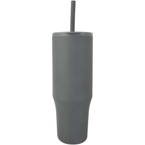 Brady 900 ml RCS-zertifizierter Isolierbecher mit Silikon Trinkhalm - grau - Vorderseite