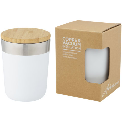 Lagan 330 ml Kupfer-Vakuum Isolierbecher mit Bambusdeckel - weiss - Hauptfoto