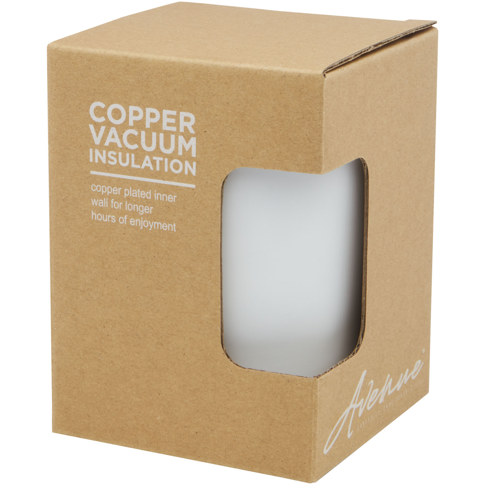Lagan 330 ml Kupfer-Vakuum Isolierbecher mit Bambusdeckel - weiss - Package