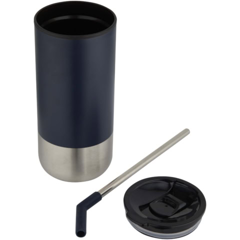 Grayson 480 ml RCS recycelter Isolierbecher mit Trinkhalm - navy - Extra 2