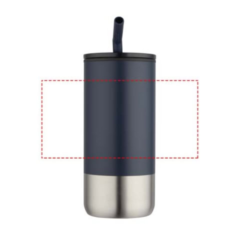 Grayson 480 ml RCS recycelter Isolierbecher mit Trinkhalm - navy – Bild 8