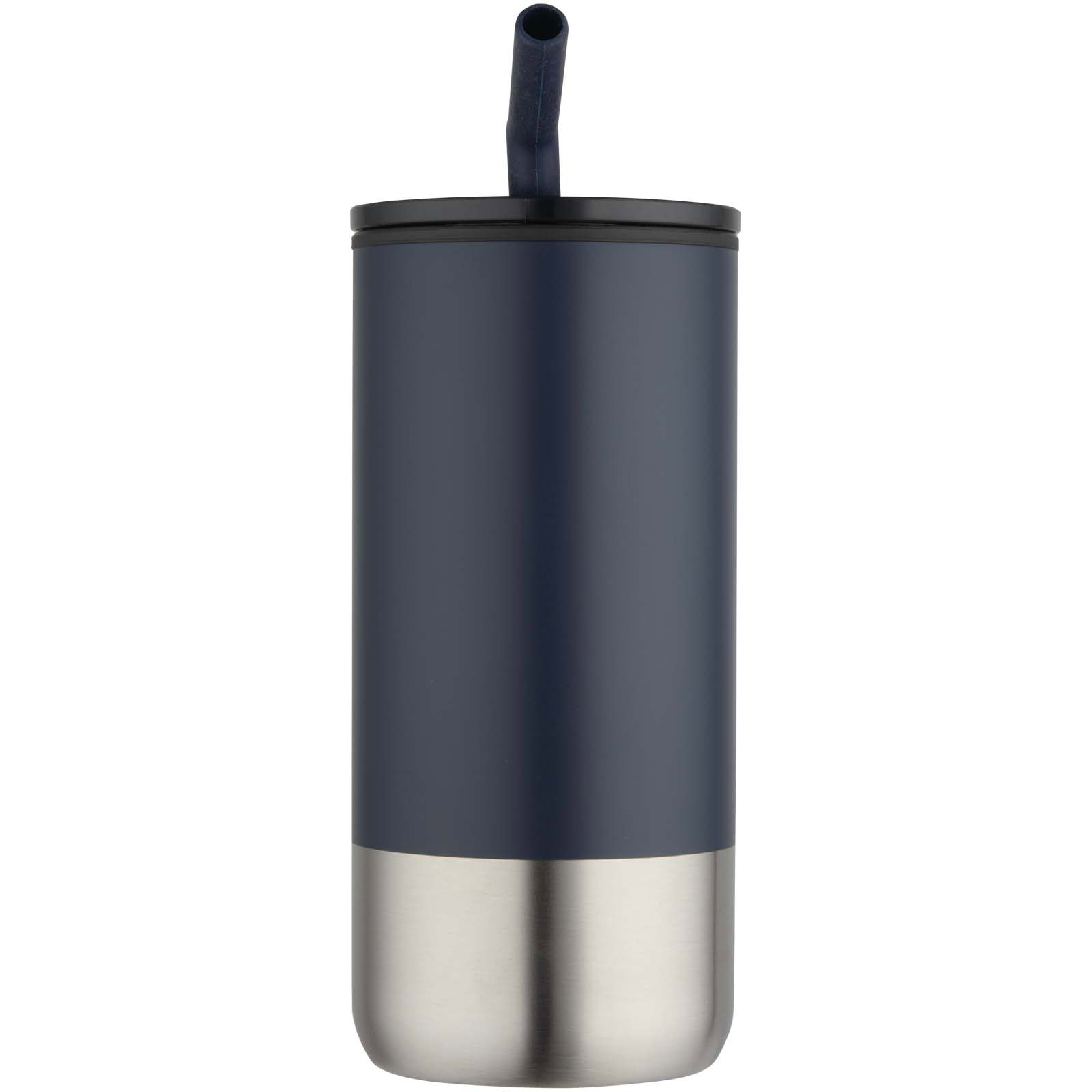 Grayson 480 ml RCS recycelter Isolierbecher mit Trinkhalm - navy - Vorderseite