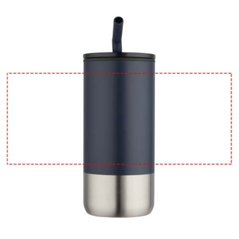 Grayson 480 ml RCS recycelter Isolierbecher mit Trinkhalm - navy – Bild 10